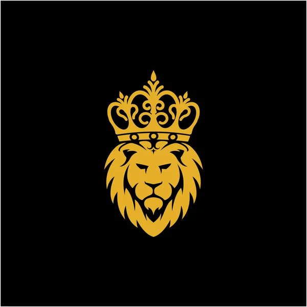 Illustration lejon kung med krona logotyp vektor — Stock vektor