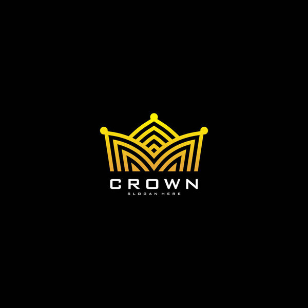 crown logo vector mono line logo design