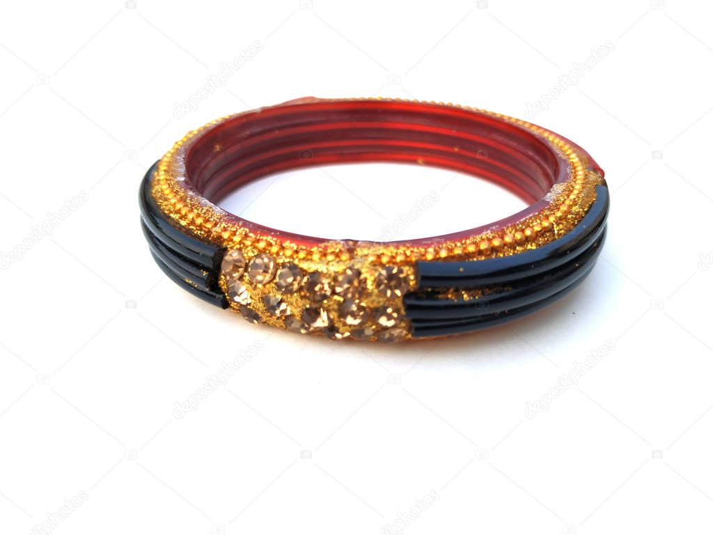indian traditional bangles isolated on violet background