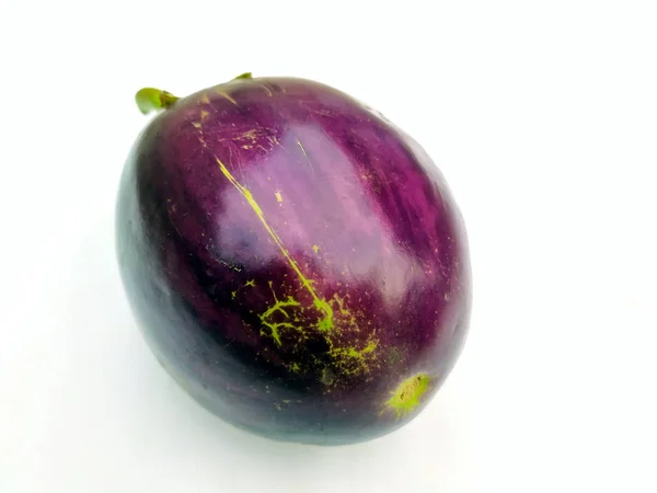 Färsk Violett Brinjal Vegitable Isolerad Sätta Vit Bakgrund — Stockfoto