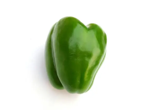 Pimentão Verde Fresco Capsicum Isolado Sobre Fundo Branco — Fotografia de Stock