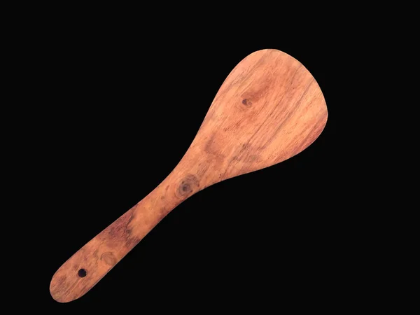 Wooden Spatula Isolated Black Background — Stock Photo, Image