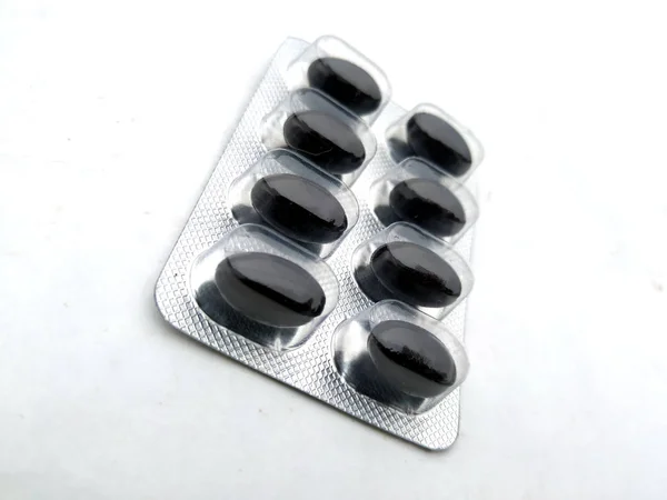 Realistyczne Tabletki Blister Kapsułek Białym Tle Realistyczna Makieta Tabletek Opakowaniowych — Zdjęcie stockowe
