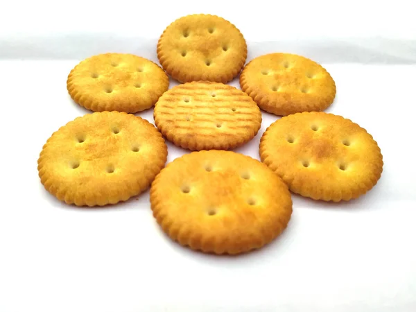 Montón Galletas Digestivas Comida Dulce Aisladas Blanco — Foto de Stock