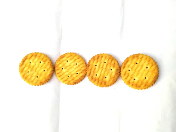 Empilement Biscuits Digestifs Repas Sucrés Isolés Sur Blanc — Photo