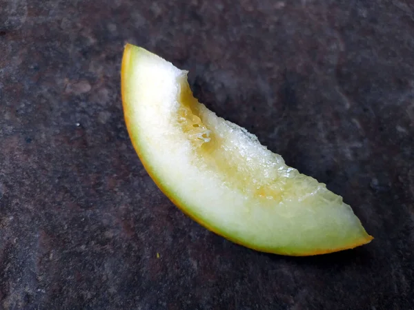 Fresco Saudável Comestível Frutas Fatia Colocar Fundo Pedra — Fotografia de Stock