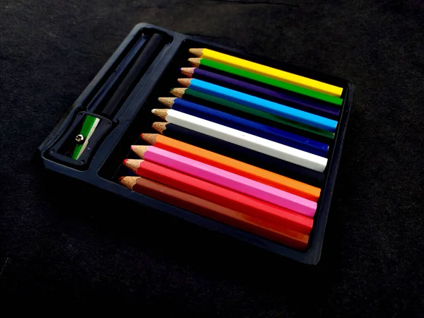 Some Colorful Wooden Pencil Isolated Black Background — Stock Photo, Image