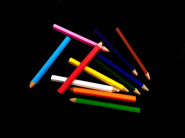 Some Colorful Wooden Pencil Isolated Black Background — Stock Photo, Image