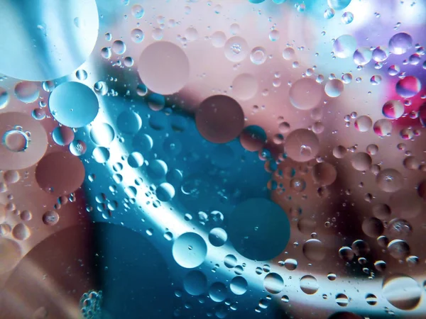 Oil Water Glass Bowl Colorful Surface — Stock Photo, Image