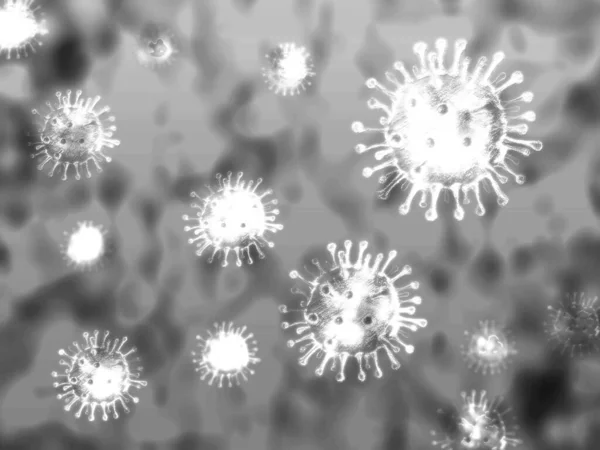 Coronavirus illüstrasyon konsepti. Coronavirus 'un mikroskobik görüntüsü, solunum sistemine saldıran bir patojen..