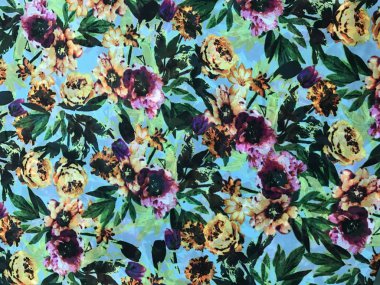 batik arka plan üzerinde güzel renkli çiçekler