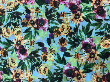 batik arka plan üzerinde güzel renkli çiçekler