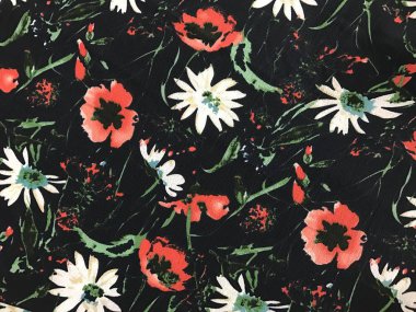 batik arka plan üzerinde güzel renkli çiçekler 