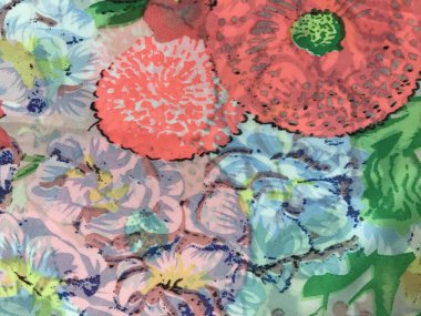 batik arka plan üzerinde güzel renkli çiçekler 