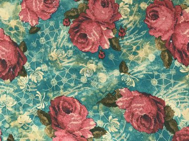 batik arka plan üzerinde güzel renkli çiçekler