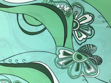 batik arka plan üzerinde güzel renkli çiçekler 