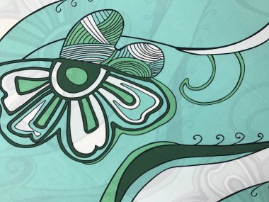 batik arka plan üzerinde güzel renkli çiçekler 