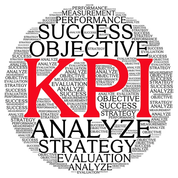 Kpi 计划回顾想法业务分析成就词云概念 — 图库照片