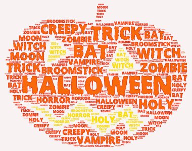 Cadılar Bayramı word turuncu kabak şeklinde bulut