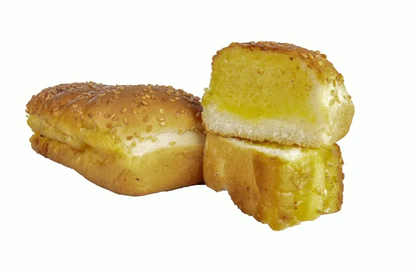 Pão de alho com fundo branco — Fotografia de Stock