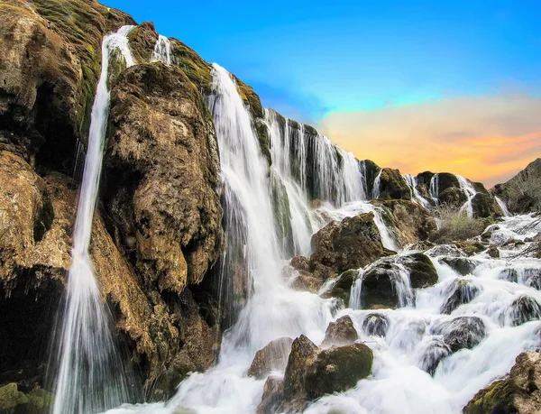 Amazing View Nuo Lang Waterfall Nuorilang Woods Mountains Jiuzhaigou Nature — Stock Photo, Image