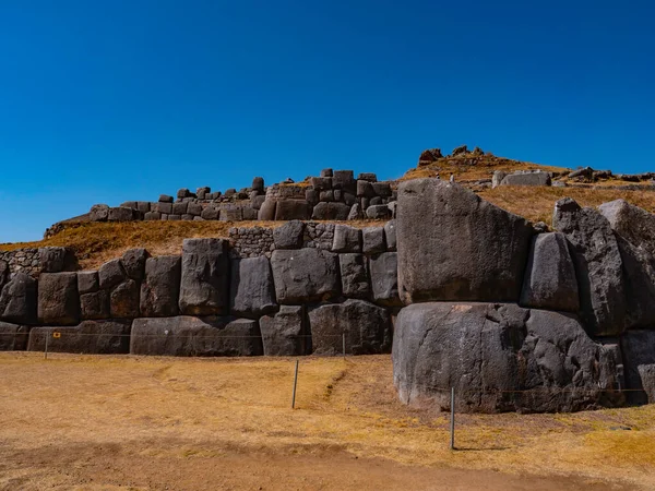 Los Muros Los Diferentes Niveles Fortaleza Sacsayhuaman Cusco Perú Forman — Foto de Stock