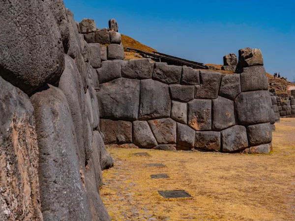 Cerrar Vista Los Bloques Piedra Rocas Fortaleza Inca Parque Arqueológico — Foto de Stock