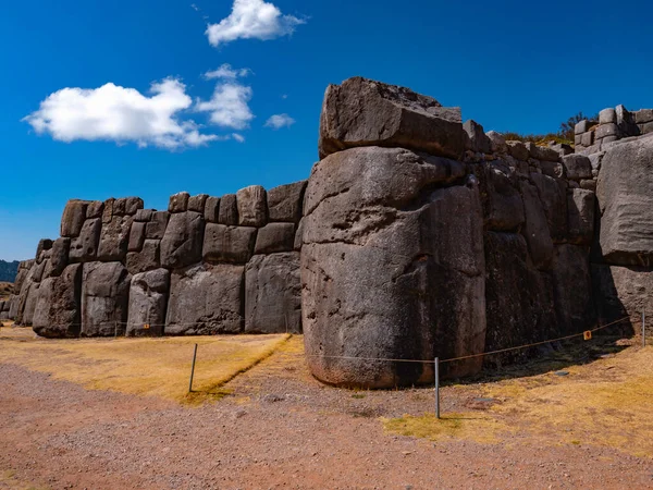 Los Muros Incas Sacsayhuaman Cusco Perú Forman Bloques Piedra Tallados — Foto de Stock