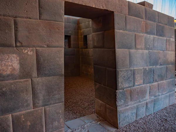 Bloques Piedra Perfectamente Formados Que Encajan Entre Puerta Entrada Templo — Foto de Stock