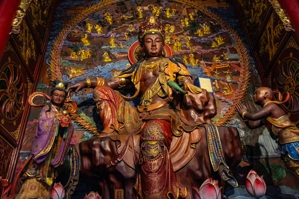 Altar Wooden Statue Guanyin Chinese Goddess Lingyun Temple Lingyin Leshan — Stock Photo, Image