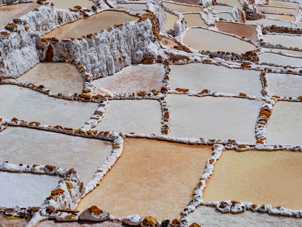 Detalhe Panelas Minas Sal Incas Maras Perto Cuzco Vale Sagrado Fotografia De Stock