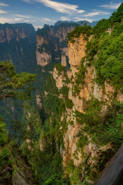 Derin Vadi Için Dikey Görüş Yuanjiajie Sahne Bölgesindeki Dağ Uçurumu — Stok fotoğraf