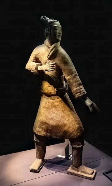 Terakota Prajurit Dalam Posisi Pertempuran Mausoleum Kaisar Qin Pertama Provinsi — Stok Foto