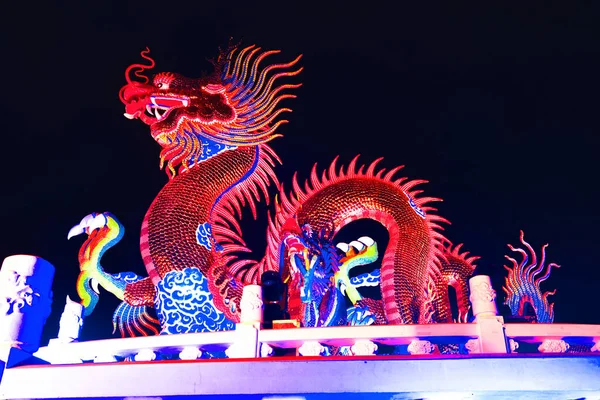 Nakhon Sawan Citythailand Touristen Besuchen Das Chinesische Neujahr Laternenfest Dragon — Stockfoto