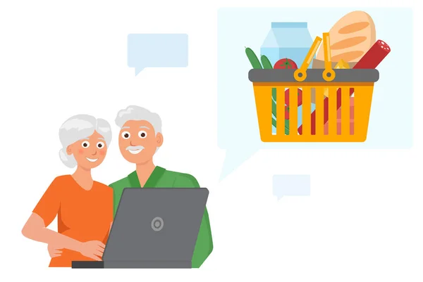 Bir çift internetten yemek alıyor. Yemek sepeti - çevrimiçi sipariş