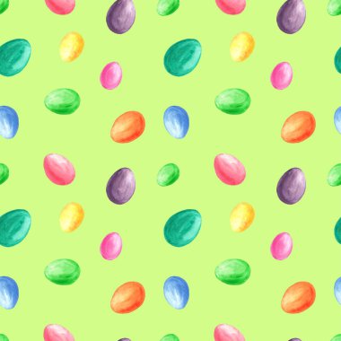 Paskalya suluboya kusursuz desen. Renkli paskalya yumurtaları. Paketleme, paketleme, tekstil, arkaplan