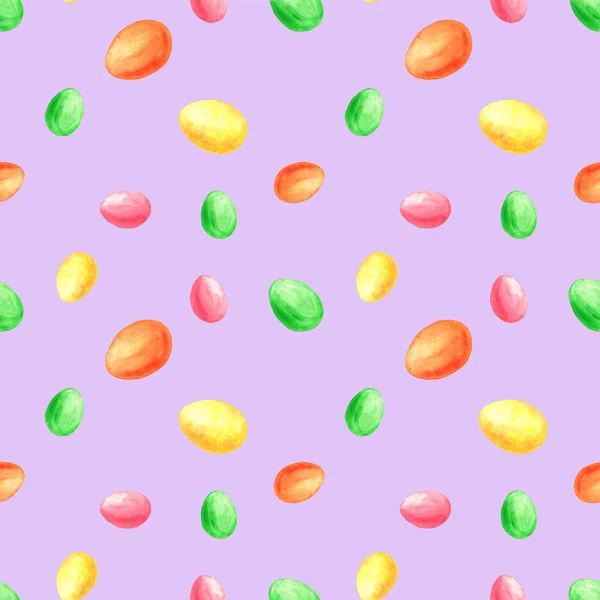 Seamless Pattern of colorful easter eggs . Watercolor illustration. Pattern for packaging, wrapping, background, textile — 스톡 사진