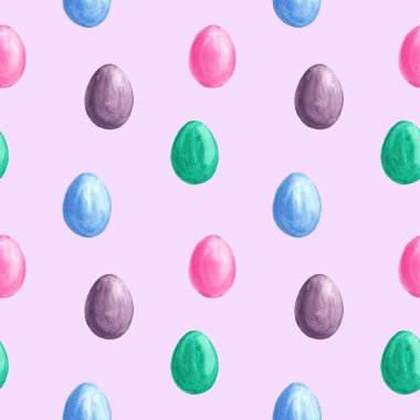 Paskalya suluboya kusursuz desen. Renkli paskalya yumurtaları. Paketleme, paketleme, tekstil, arkaplan