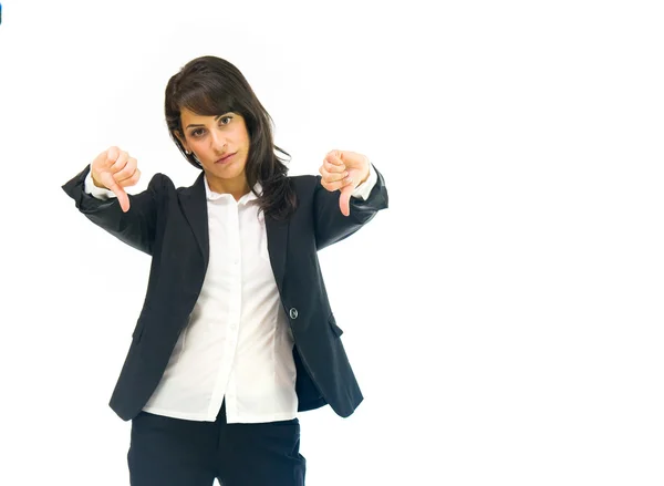 Businesswoman showing  thumbs down — Stock Photo, Image