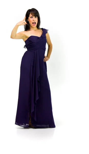 Angry woman in evening dress scolding — Stock Photo, Image