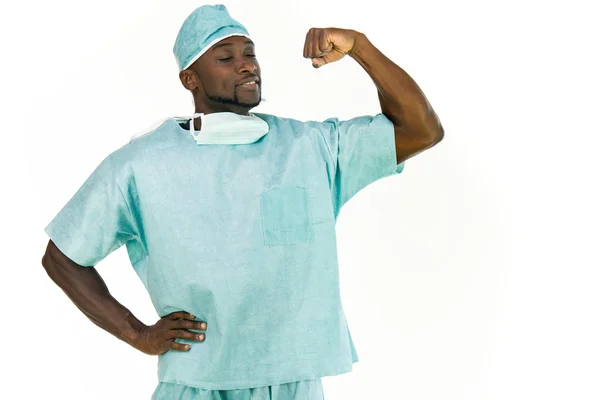 Afro-americano medico mostrando forza — Foto Stock