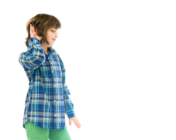 Teenage boy listening secret — Stock Photo, Image