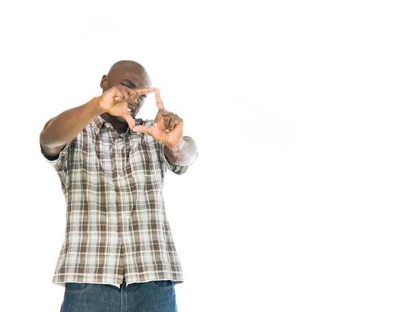 Hombre afroamericano con las manos enfocadas —  Fotos de Stock