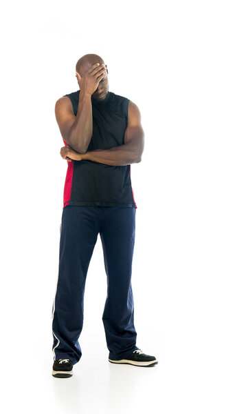 ashamed fit athlete man