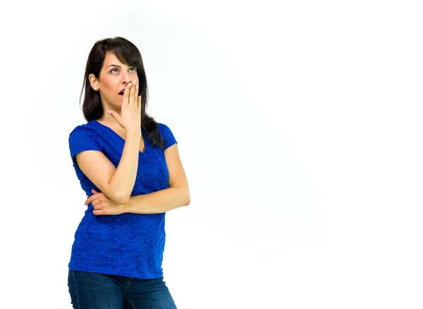 Shocked surprised casual woman — Stock Photo, Image