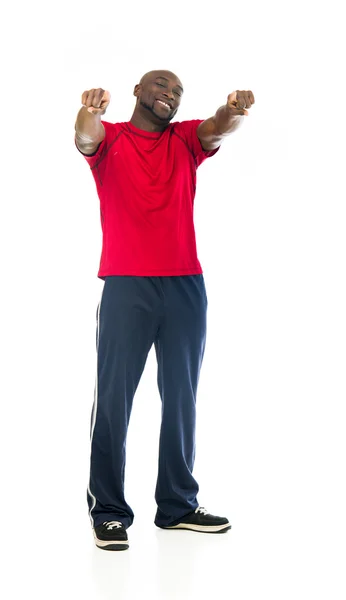 Fit athlete man pointing fingers — Stock Photo, Image