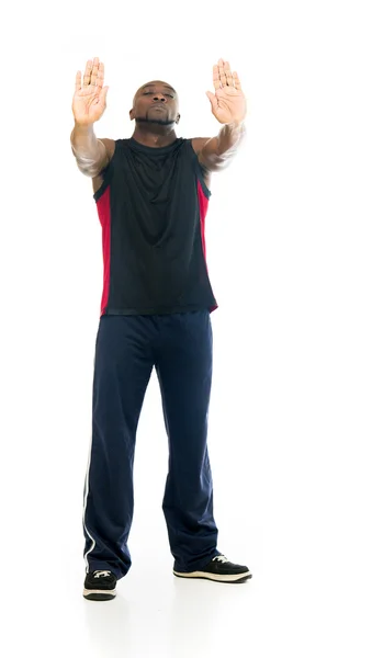 Fit athlete man showing stop — Stock Photo, Image