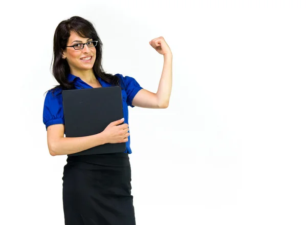 Young businesswoman showing strength — Stock Photo, Image