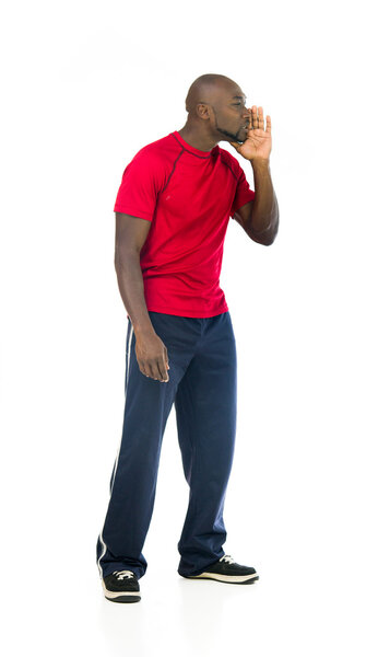 fit athlete man talking, speaking 