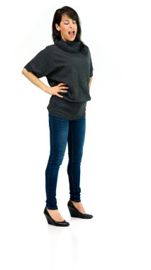 kızgın casual kadın çığlığı